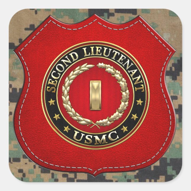 Sticker Carré U.S. Marines: second lieutenant (USMC 2ndLt) [3D] (Devant)