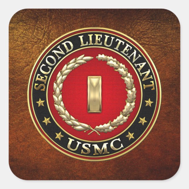 Sticker Carré U.S. Marines: second lieutenant (USMC 2ndLt) [3D] (Devant)