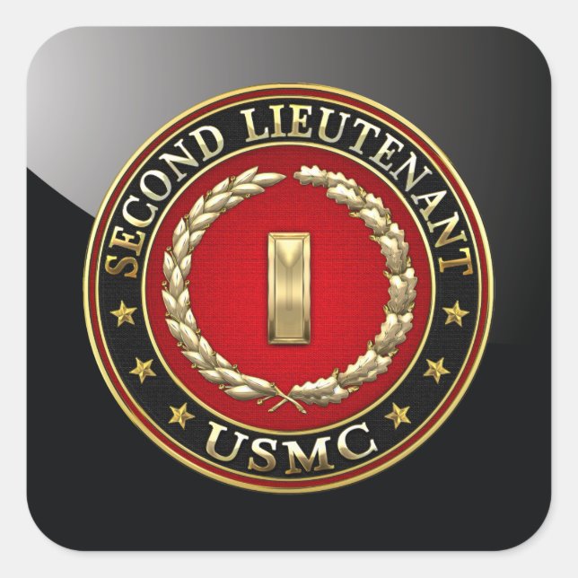 Sticker Carré U.S. Marines: second lieutenant (USMC 2ndLt) [3D] (Devant)