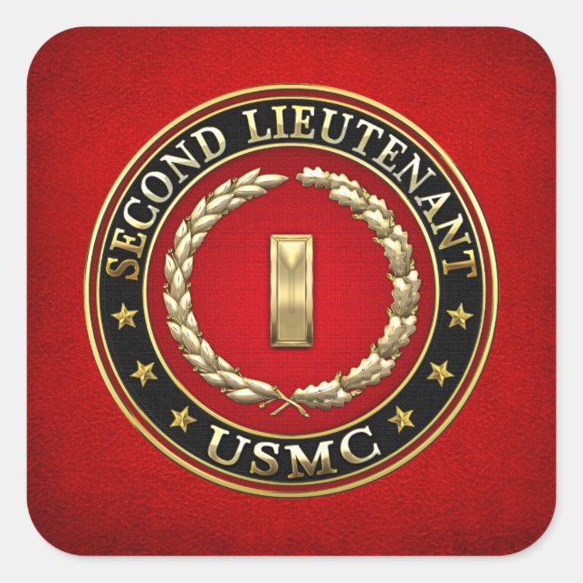 Sticker Carré U.S. Marines: second lieutenant (USMC 2ndLt) [3D] (Devant)