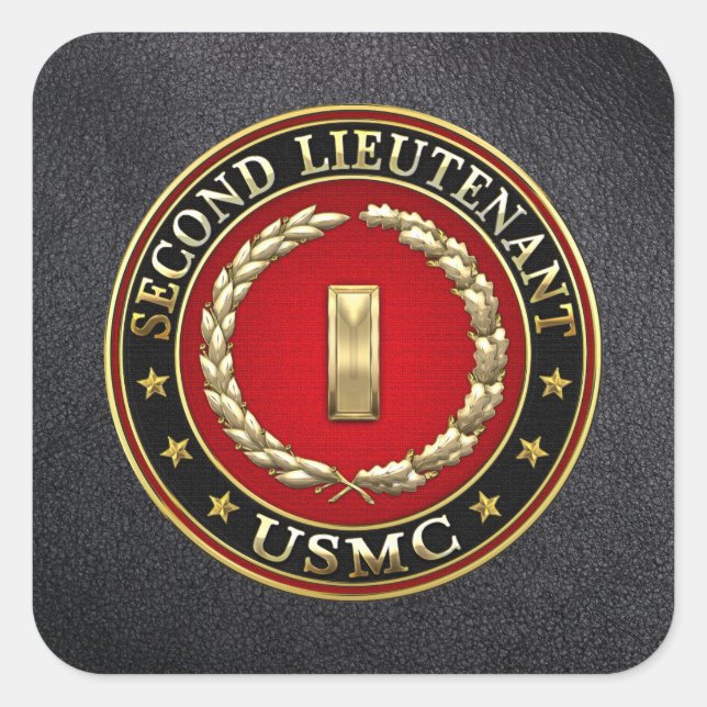 Sticker Carré U.S. Marines: second lieutenant (USMC 2ndLt) [3D] (Devant)