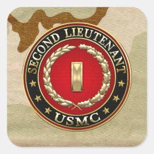 Sticker Carré U.S. Marines: second lieutenant (USMC 2ndLt) [3D]