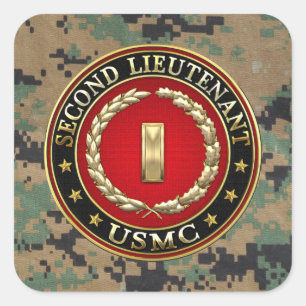 Sticker Carré U.S. Marines: second lieutenant (USMC 2ndLt) [3D]