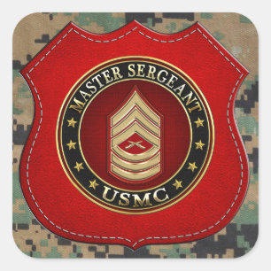 Sticker Carré U.S. Marines : Sergent maître (usmc MSgt) [3D]