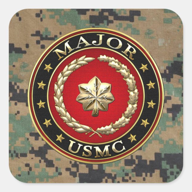 Sticker Carré U.S. Marines : Spécialisez-vous (commandant (Devant)