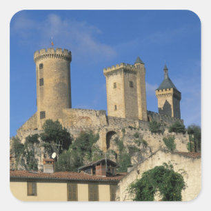 Sticker Carré UE, France, Foix, Ariège, Pyrénées. Château