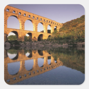 Sticker Carré UE, France, Provence, Gard, Pont du Gard.2