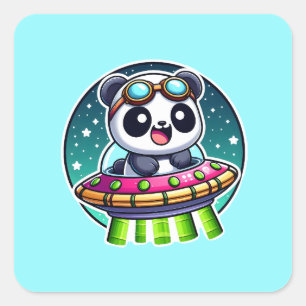 Sticker Carré UFO Happy Panda