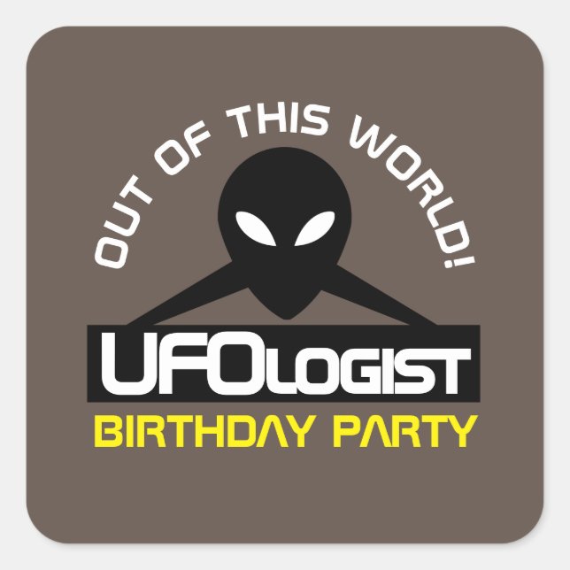 Sticker Carré UFOlogist Party, Anniversaire (Devant)