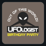 Sticker Carré UFOlogist Party, Anniversaire<br><div class="desc">UFOlogist Party,  Stickers Anniversaire par Stampedy Stamp.</div>