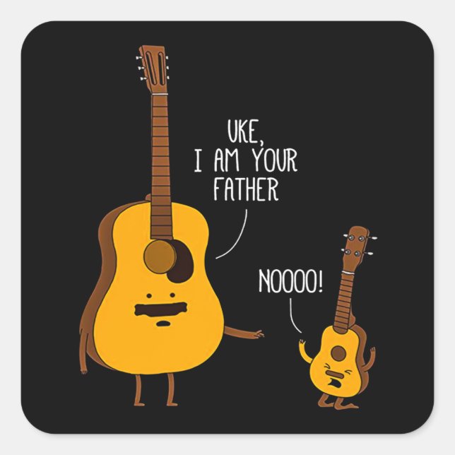 Sticker Carré Uke Ukulele Je suis ton père papa cadeau (Devant)