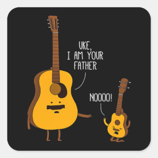 Sticker Carré Uke Ukulele Je suis ton père papa cadeau