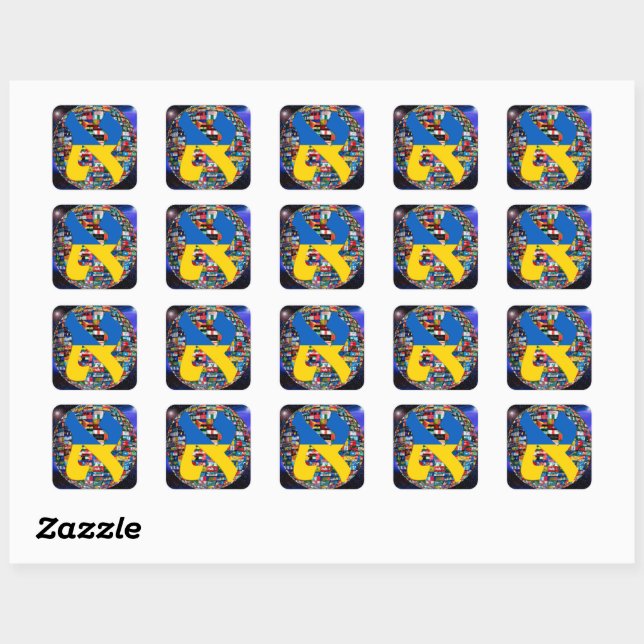 Sticker Carré Ukraine Alef Flag (Feuille)
