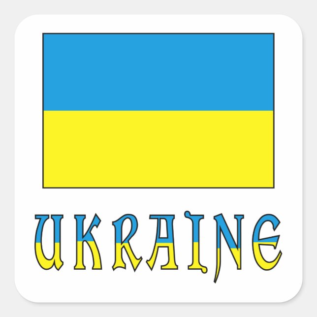 Sticker Carré Ukraine et drapeau ukrainien (Devant)