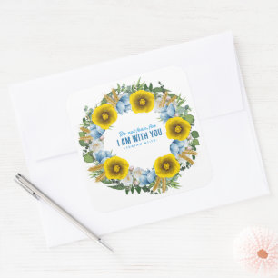 Sticker Carré Ukraine Ukrainienne Fleurs de couronne Foi Espoir