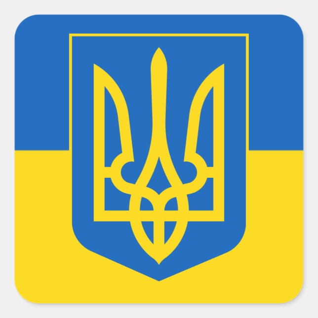Sticker Carré Ukrainian Coat of Arms. Trident. Truzyb. Sheet of (Devant)