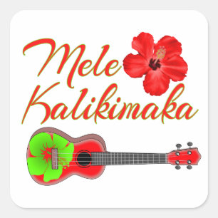 Sticker Carré Ukulélé de Mele Kalikimaka