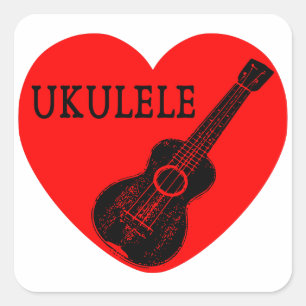 Sticker Carré Ukulele Love