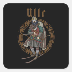 Sticker Carré Ullr Ski Sports d'hiver Cadeaux Ski Viking