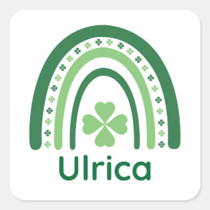 Sticker Carré Ulrica Nom Clover Boho Rainbow