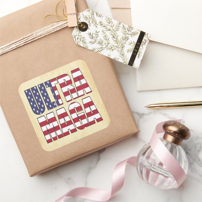 Sticker Carré Ultra MAGA Trump Supporter 💡 Great Again USA (Cadeaux)