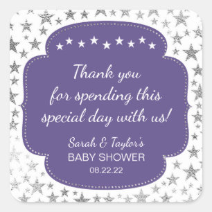 Sticker Carré Ultra Violet Silver Twinkle étoiles merci pour