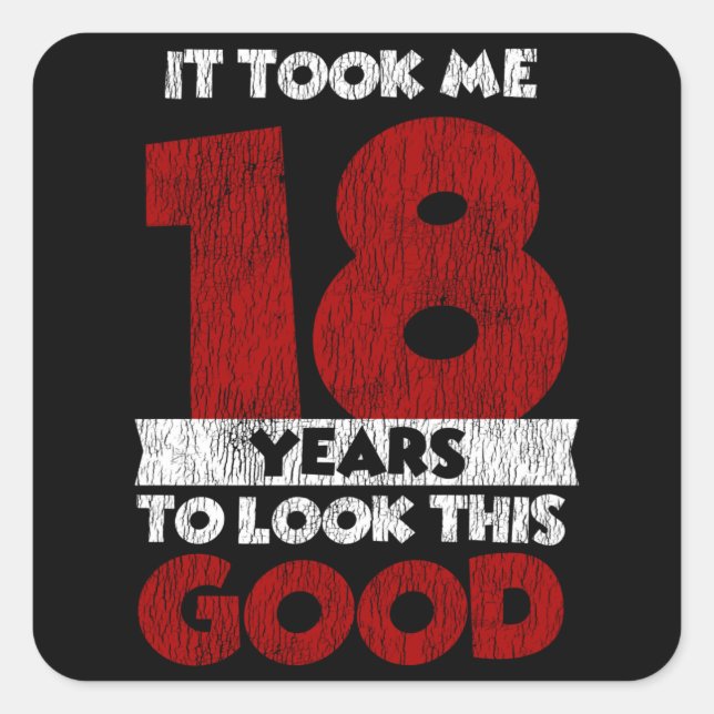 Sticker Carré Un Anniversaire de 18 ans m'a fait bonne apparence (Devant)
