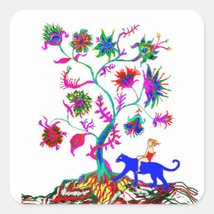 Sticker Carré Un arbre de vie et une fille