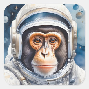 Sticker Carré Un astronaute de singe doux dans le portrait spati