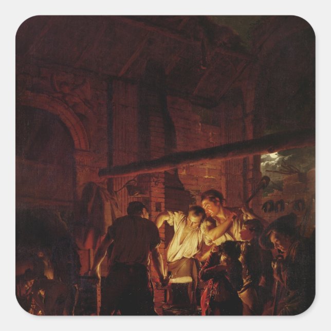 Sticker Carré Un atelier de forgeron, 1771 (Devant)