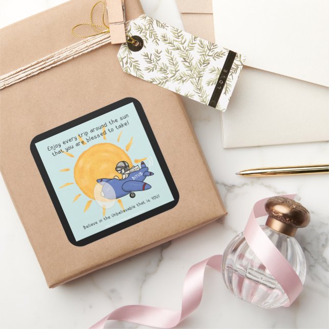 Sticker Carré Un autre voyage autour du soleil (Cadeaux)