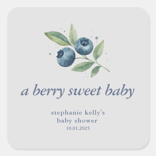 Sticker Carré Un Baby shower Berry Sweet (Devant)