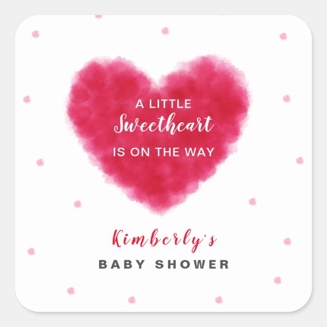 Sticker Carré Un Baby shower de Valentines un peu amoureux (Devant)