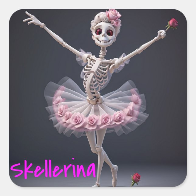 Sticker Carré Un Ballet Dancing Skeleton - Skellerina (Devant)