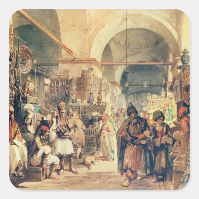 Sticker Carré Un bazar turc, 1854 (crayon et avec papier) (Devant)