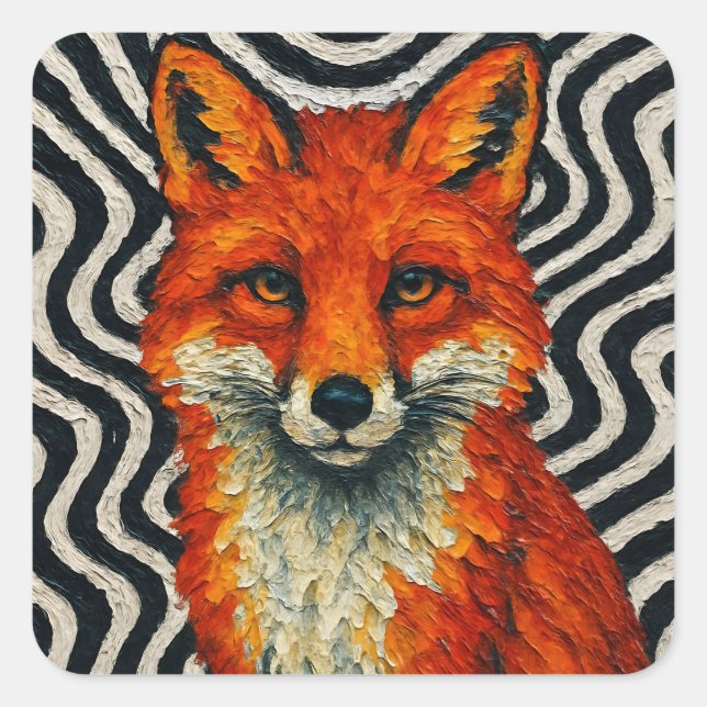 Sticker Carré Un beau renard rouge  (Devant)