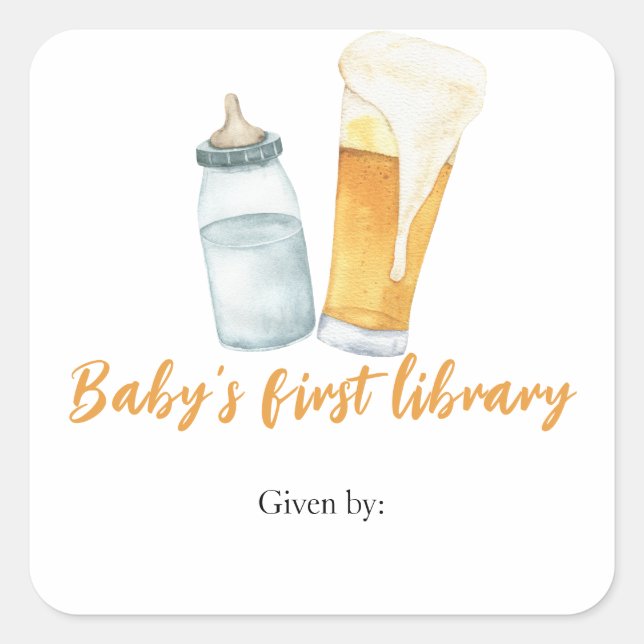 Sticker Carré Un bébé brasse de la bière - la première bibliothè (Devant)