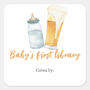 Sticker Carré Un bébé brasse de la bière - première bibliothèque