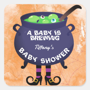 Sticker Carré Un bébé brasse un Baby shower d'Halloween
