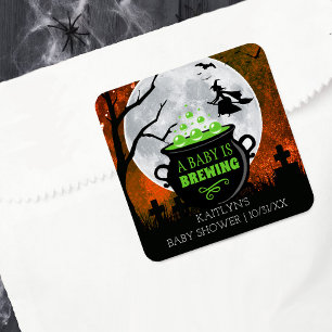 Sticker Carré Un bébé brasse un Baby shower d'Halloween