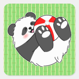 Sticker Carré Un bébé panda mignon jouant avec un ballon