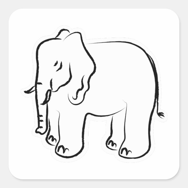 Sticker Carré Un bel éléphant. (Devant)