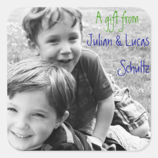 Sticker Carré UN CADEAU DE MOI ! Balise cadeau personnalisée