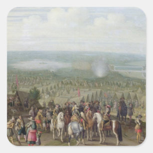 Sticker Carré Un campement militaire avec la milice sur des