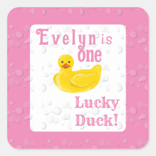 Sticker Carré Un canard chanceux premier anniversaire