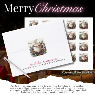Sticker Carré Un Carré de Chocolat Chaud « Joyeux Noël à Vous »