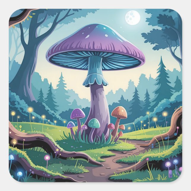 Sticker Carré Un champignon violet (Devant)