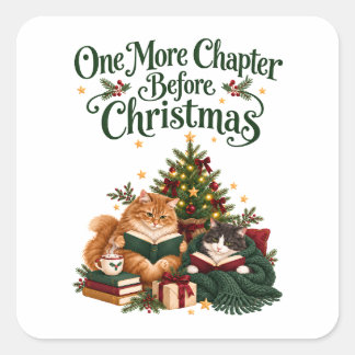 Sticker Carré Un chapitre de plus avant les chats de Noël