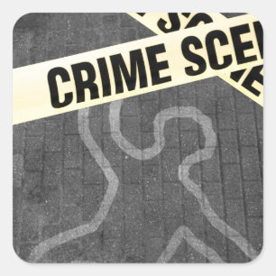 Sticker Carré Un contour d'une personne dans une rue. Meurtre ?