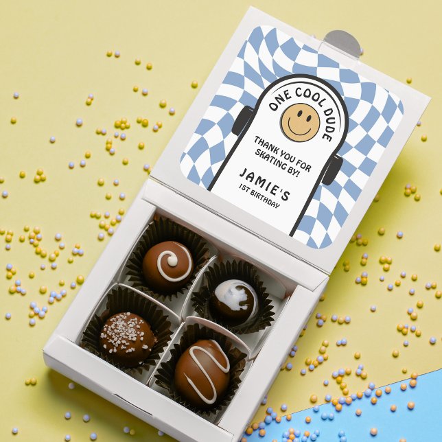 Sticker Carré Un Cool Dude Skateboard 1er Anniversaire MERCI (Créateur téléchargé)